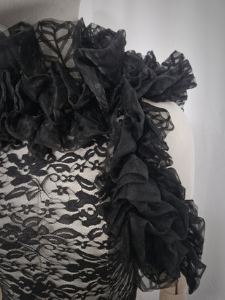 Asymmetric lace mesh ruff