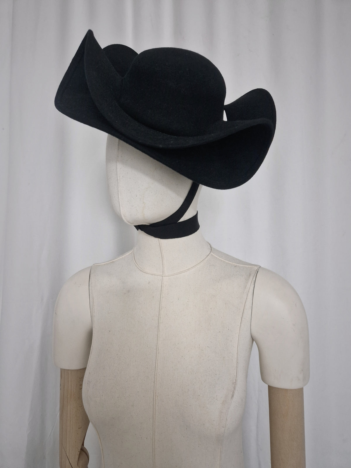 Sculptural Recurve Wool Felt Hat
