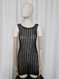 Sleeveless silk ladder-knit top