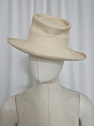 Creased toquilla straw hat