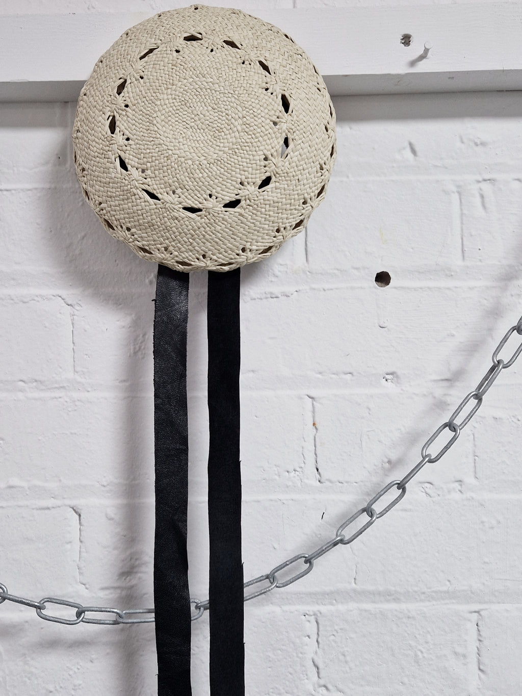 Panama toquilla straw hat with leather detailing