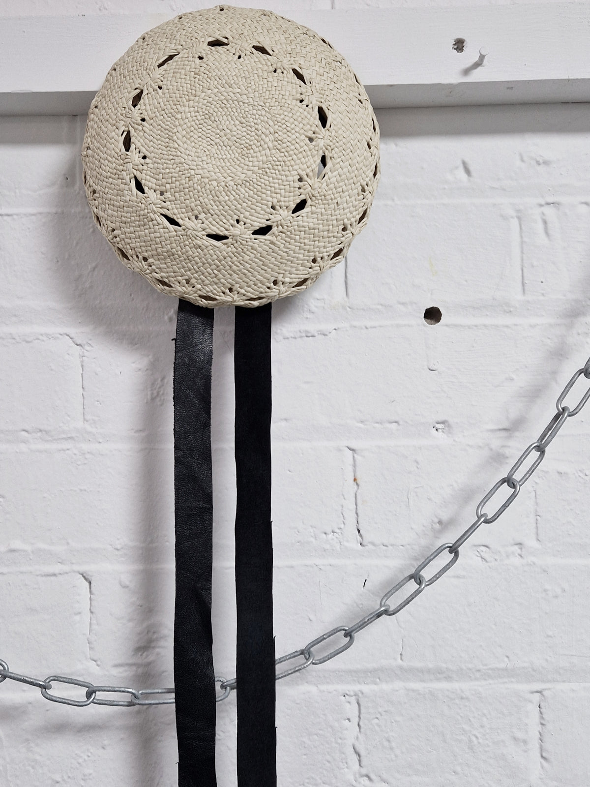 Panama toquilla straw hat with leather detailing