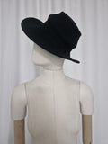 Asymmetric wool felt hat made by combining two of our hat blocks